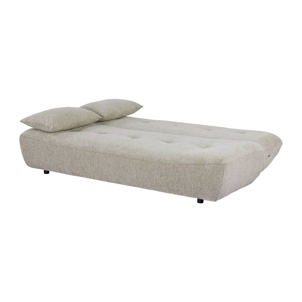 Divano letto convertibile in tessuto ciniglia, 3 posti, beige