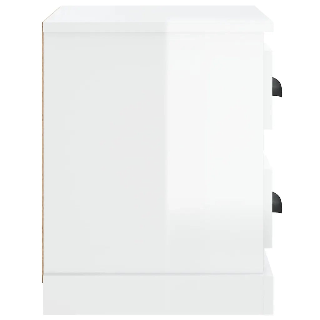 Comodino | Armadio da Notte | Mobiletto da notte Bianco Lucido 60x35,5x45 cm