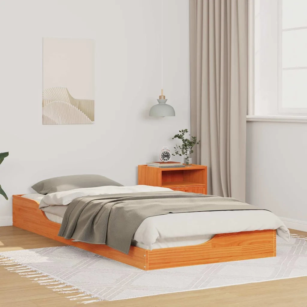 Struttura del letto Marrone cerato 100 x 210 cm Pino massello 873408