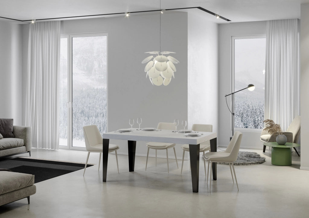 Tavolo allungabile 90x130/234 cm Flaris Premium Bianco Frassino telaio Antracite