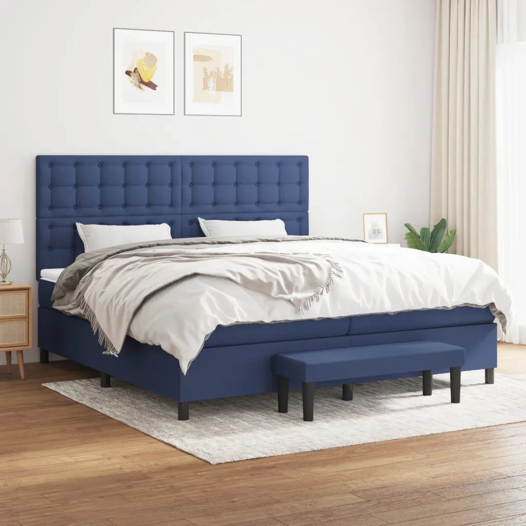 Giroletto a Molle con Materasso Blu 200x200 cm in Tessuto 3136947