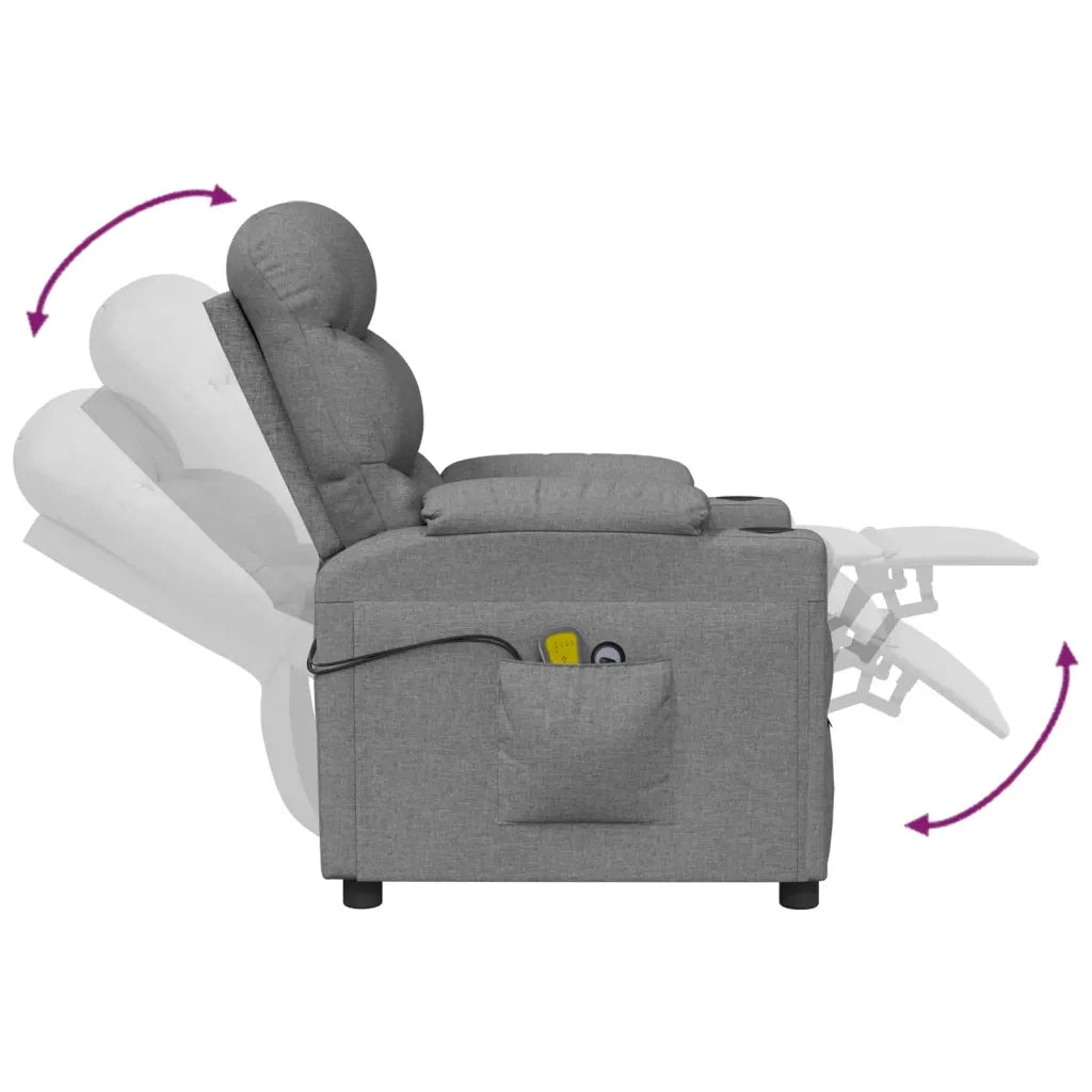 Poltrona Massaggiante Elettrica Grigio Chiaro in Tessuto 3143503