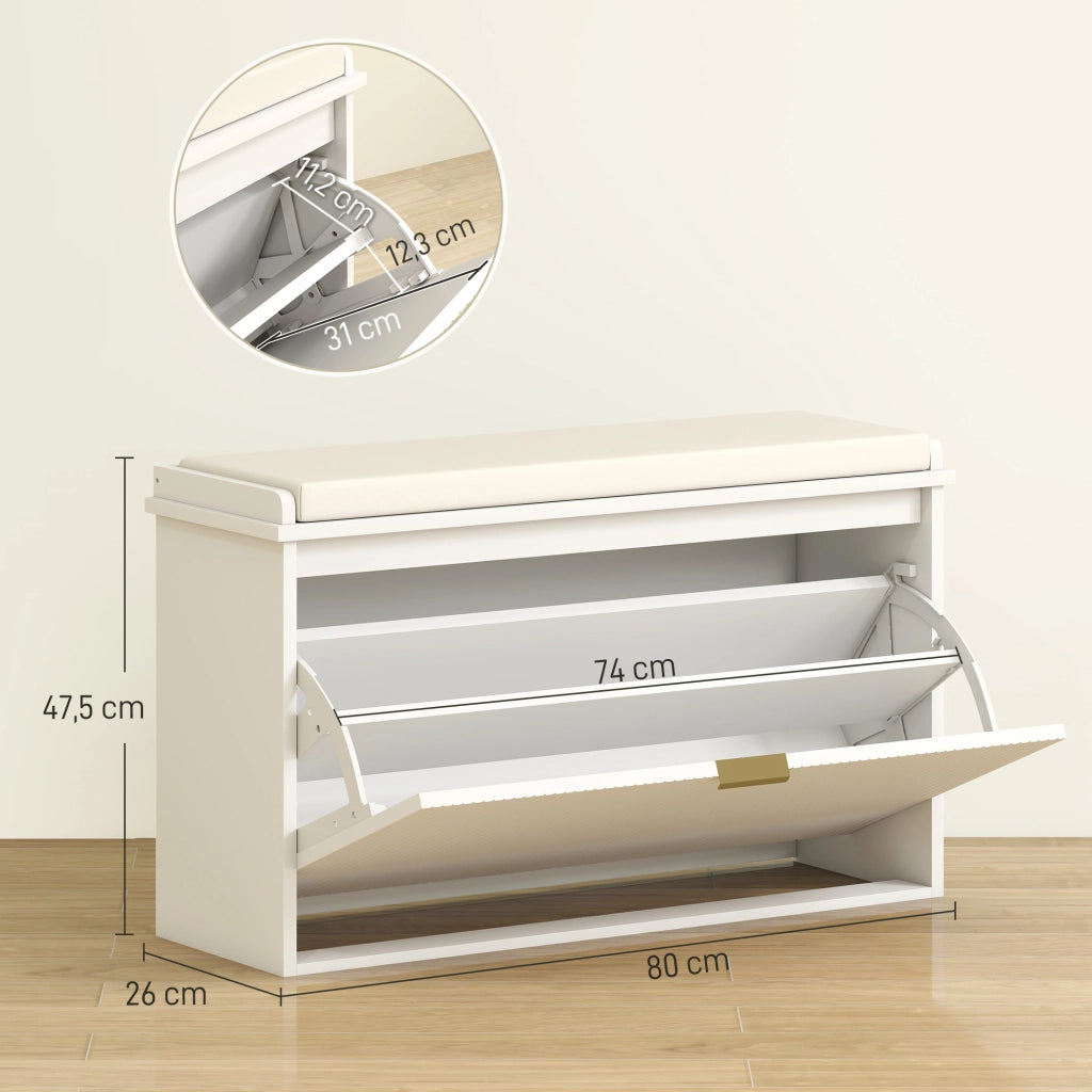Panca con cassetto e appendiabiti ¨C Minimal ¨C 80x26x47,5 cm bianco