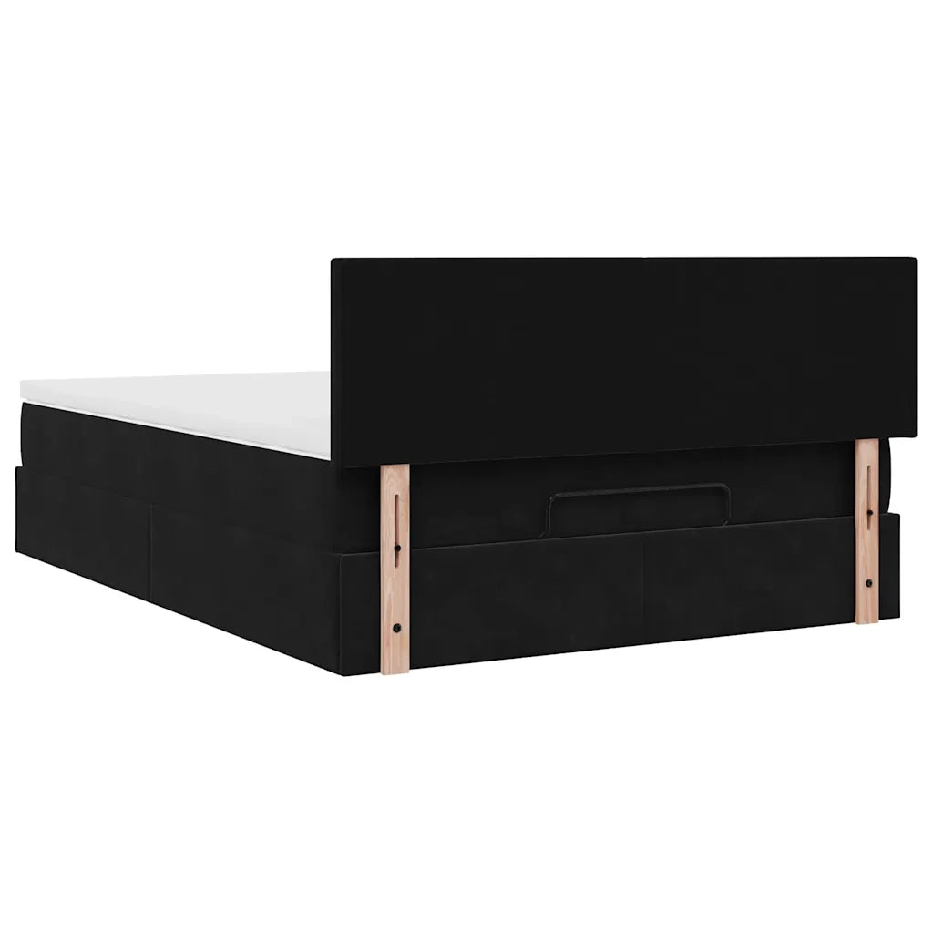Struttura Letto Pouf con Materasso Nero 140x190 cm in Velluto 3311701