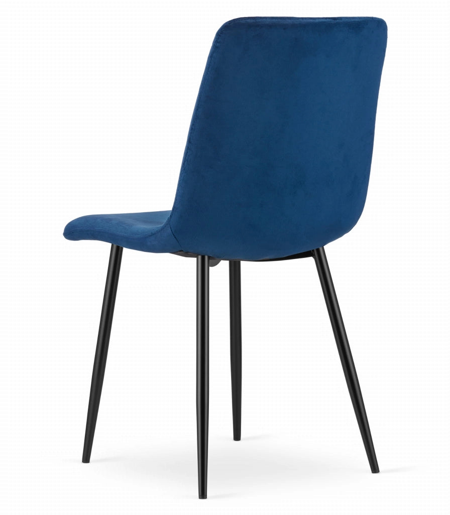 Sedia VALORA TURIN - Design ergonomico in velluto blu navy x 2