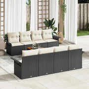 Set Divano da Giardino con cuscino 9 pcs Nero polyrattan 3347299