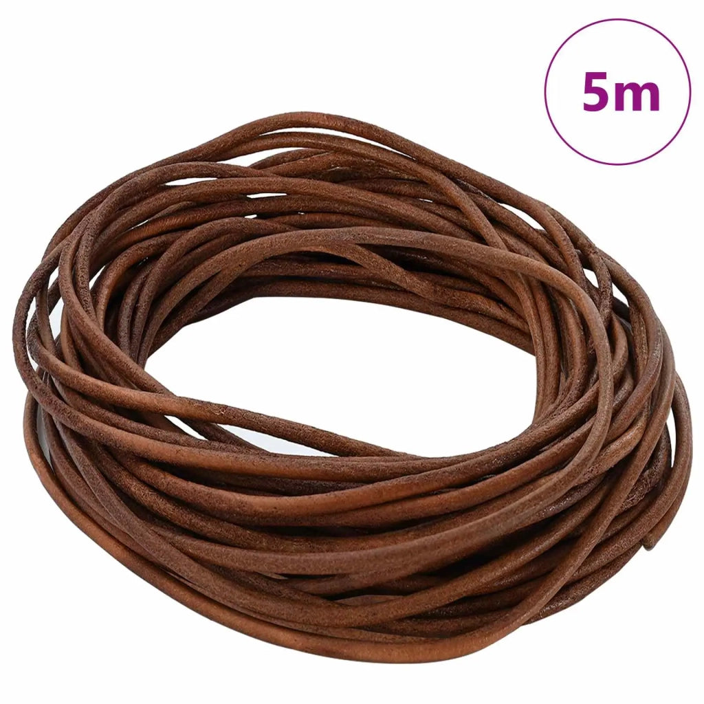 Cordino in Pelle Marrone Chiaro ?2,5 mm x 5 m Pelle CFW3239109