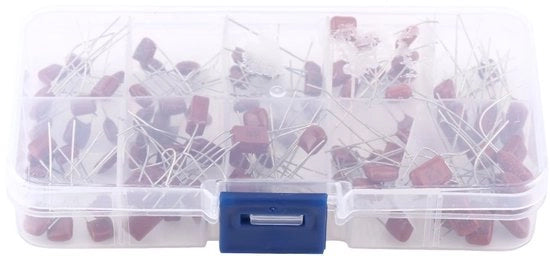 Set di Condensatori 10 nF - 470 nF - Inclusa Scatola di Riposo - 100 Pezzi - Componenti Elettronici - Alta Qualità - Adatto per