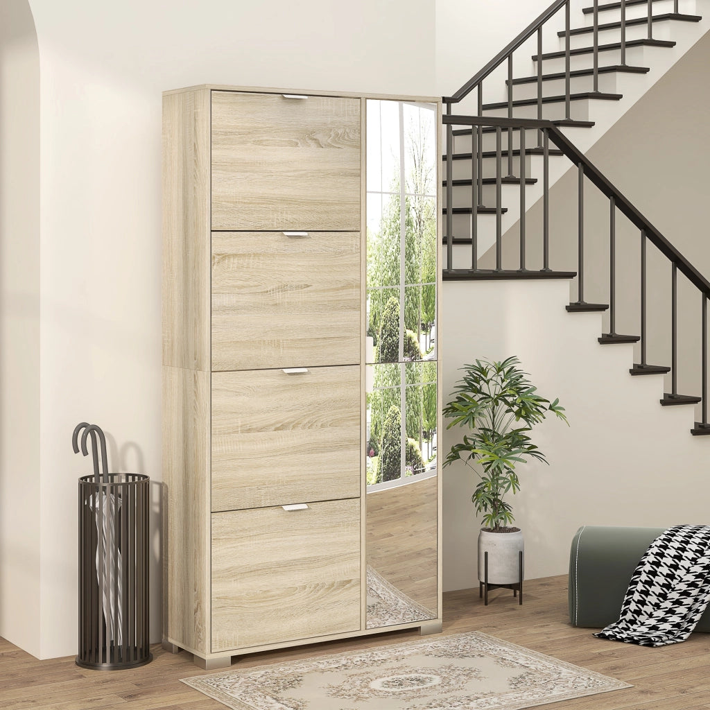 Armadio Scarpiera con Specchio e Cassetti ¨C Minimal ¨C Rovere 82x30x168cm