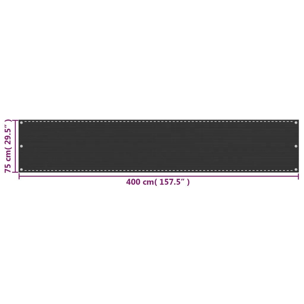 Paravento da Balcone HDPE 75x400 cm Antracite 42312