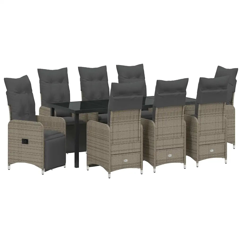 Set da Pranzo per Giardino con cuscino 9 pcs Beige polyrattan 3379687