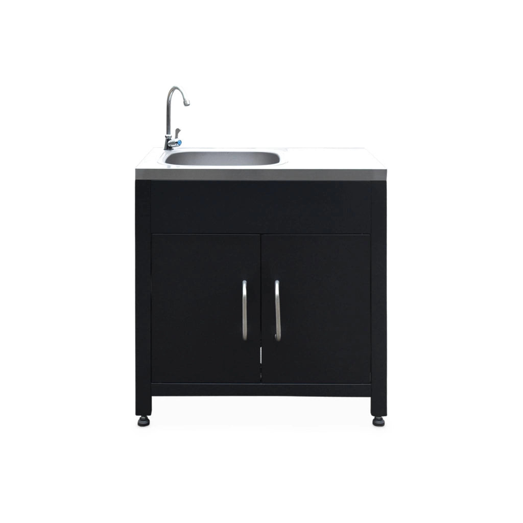 Mobili per cucina da esterno, 4 moduli in acciaio, nero