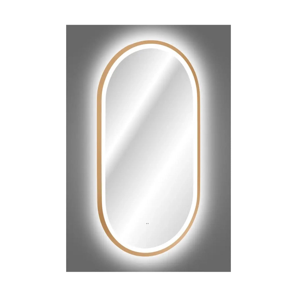 Specchio bagno LED dorato ovale 90x50 cm design