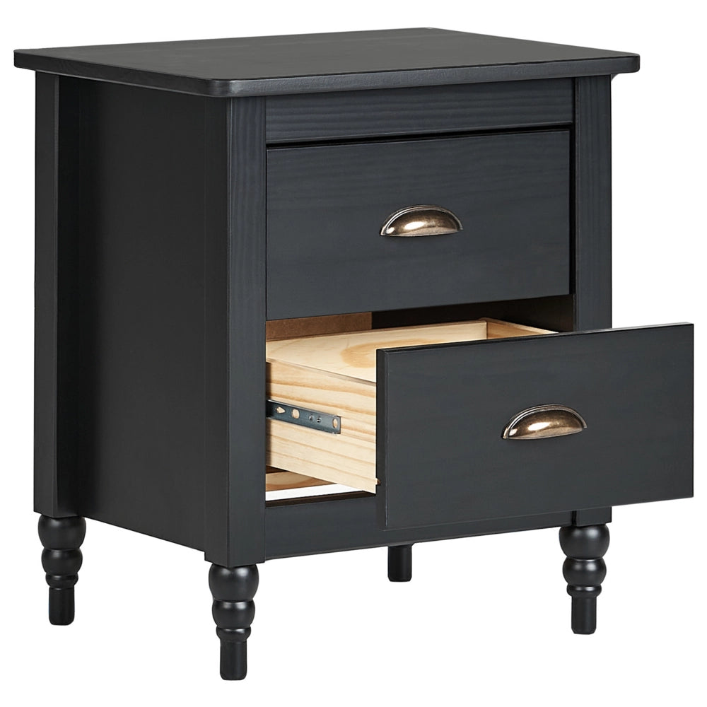 Comodino Armadietto nero 2 cassetti Retro