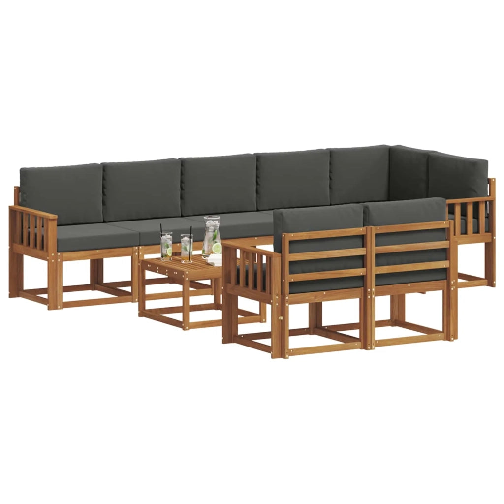 Set di divani da esterno con cuscino 9 pcs Naturale e Antracite 3366600