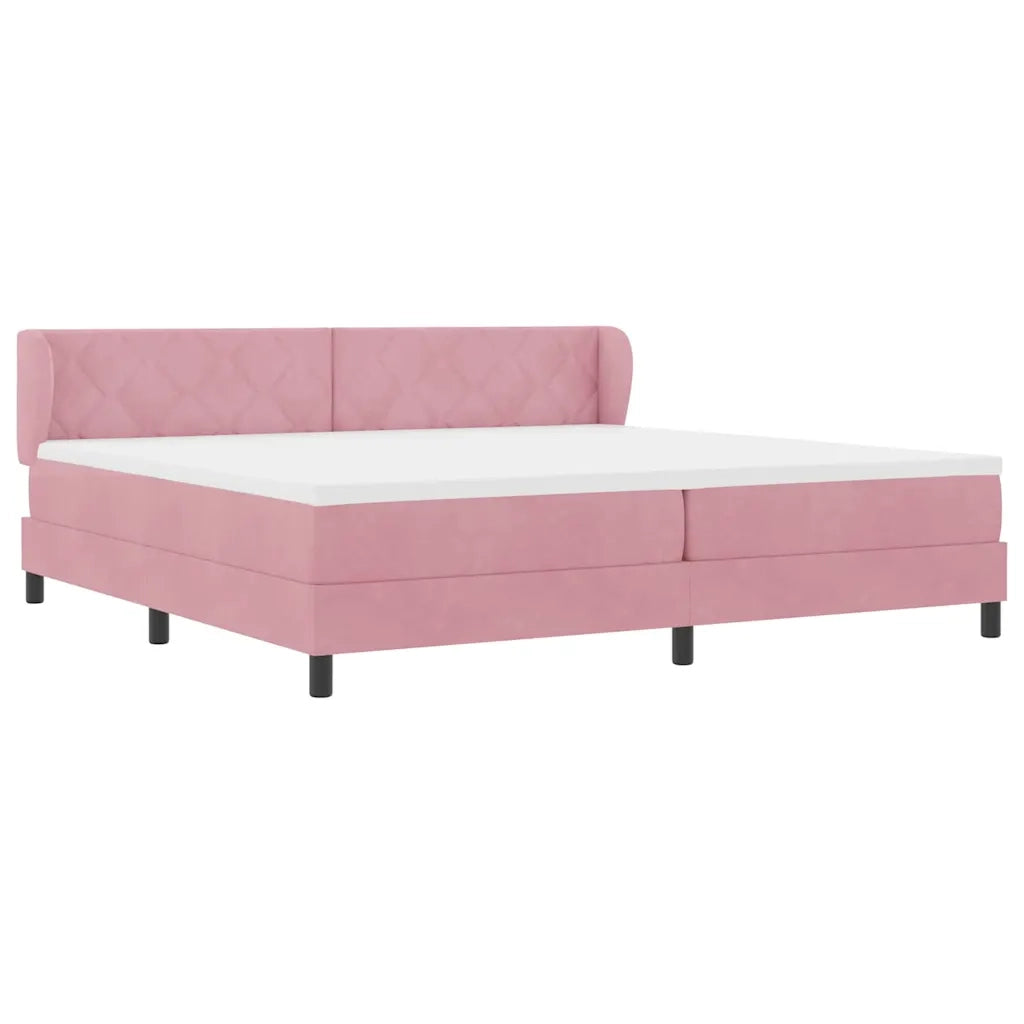 Letto a molle con materasso Rosa 200 x 200 cm Velluto 3340465