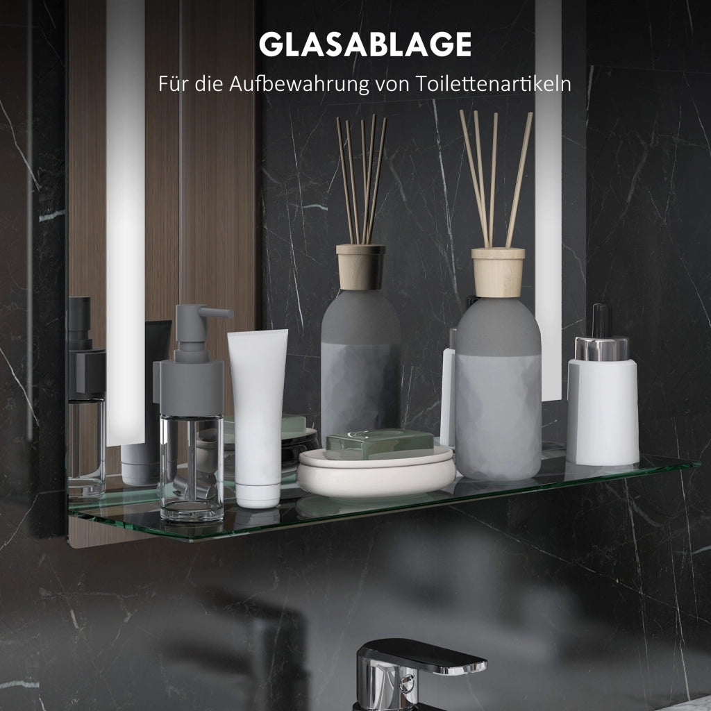 Specchio da Bagno con Illuminazione LED ¨C Minimal ¨C Bianco 50x12x70 cm