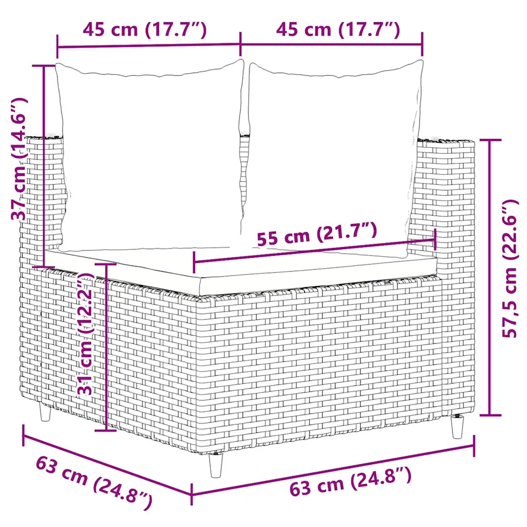 Set Divani da Giardino 7 pz con Cuscini Marrone in Polyrattan 3308433