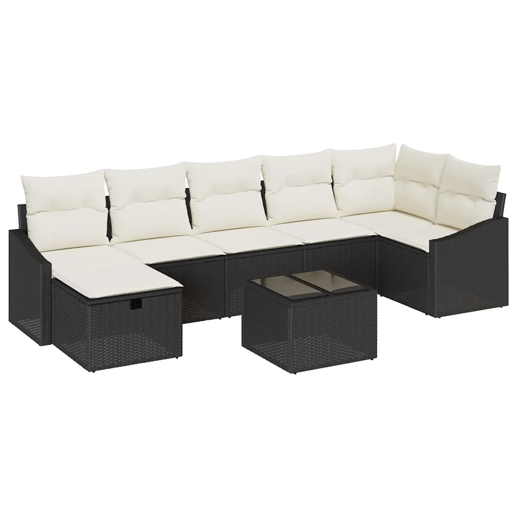 Set di divani con cuscino 8 pcs Nero polyrattan 3359306