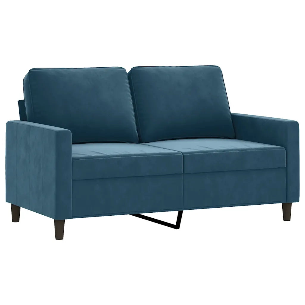Set di Divani 3 pz con Cuscini Blu in Velluto