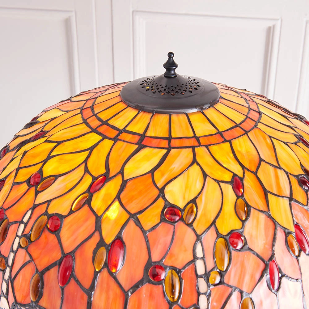 Lampada da terra Tiffany Dragonfly Flame rossa 2xE27
