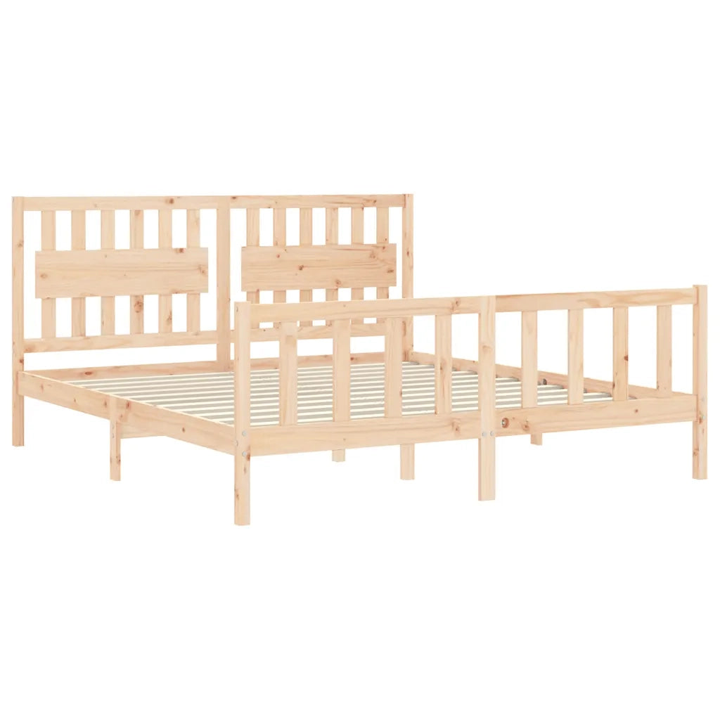 Letto matrimoniale | Letto per adulti | Giroletto con Testiera Super King Size in Legno Massello