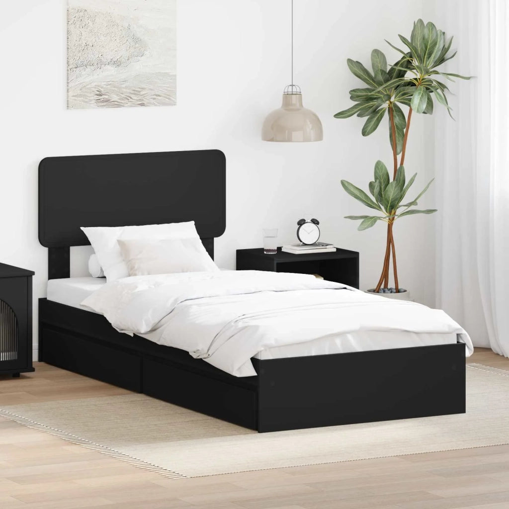 Letto con Contenitore Nero 75 x 190 cm Legno multistrato 3412326