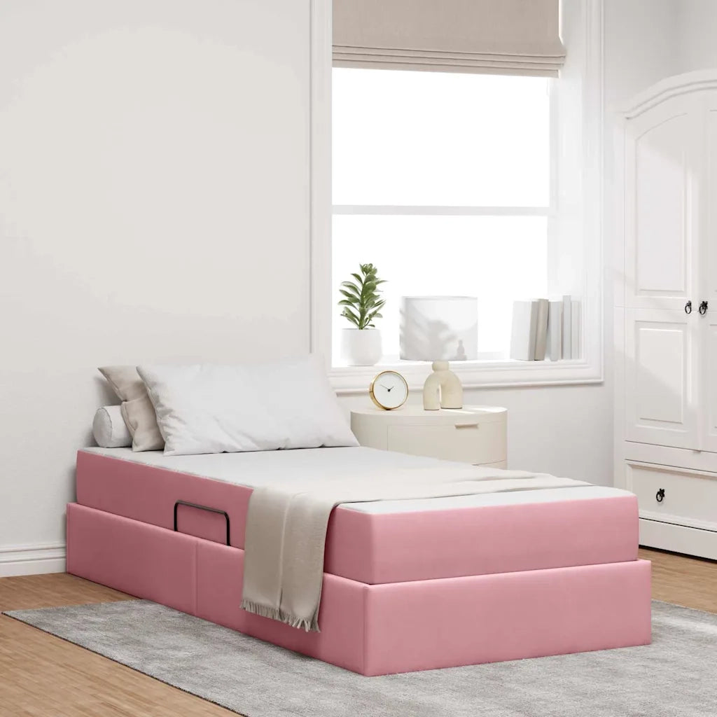 Letto con contenitore e materasso Rosa 90 x 200 cm Velluto 3399699