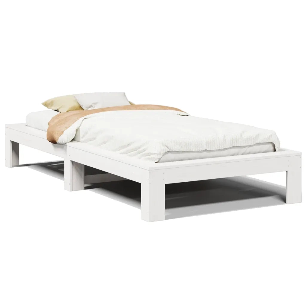 Letto senza Materasso-Struttura Letto Bianco 75x190 in Legno Massello di Pino 219771