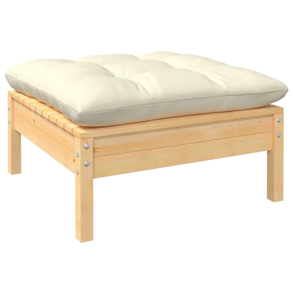Set Salotto da Giardino 6 pz con Cuscini Crema Legno di Pino 3096364