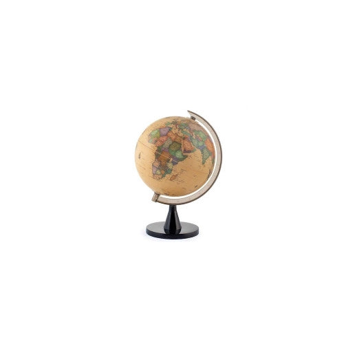 Globo mappamondo girevole con base in plastica decorato sfondo sabbia cm 20.