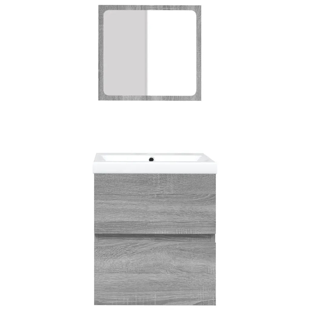 Mobile da Bagno con Lavabo e Specchio Grigio Sonoma 3114177