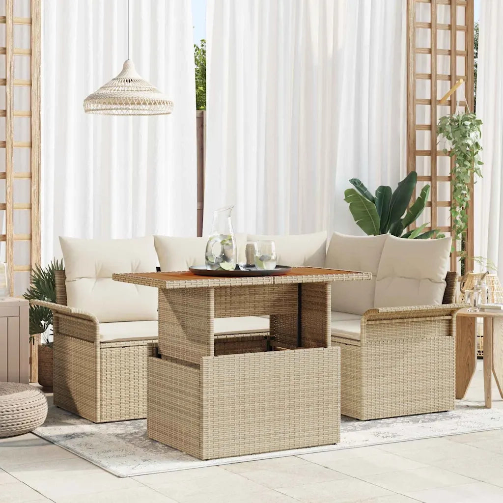 Set Divano da Giardino 5 pcs Beige Poly Rattan 3358066