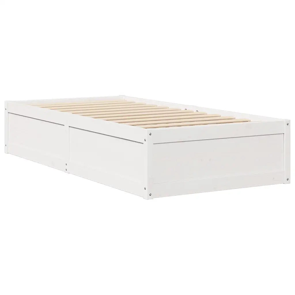 Letto senza Materasso-Struttura Letto Bianco 75x190 in Legno Massello di Pino 834946