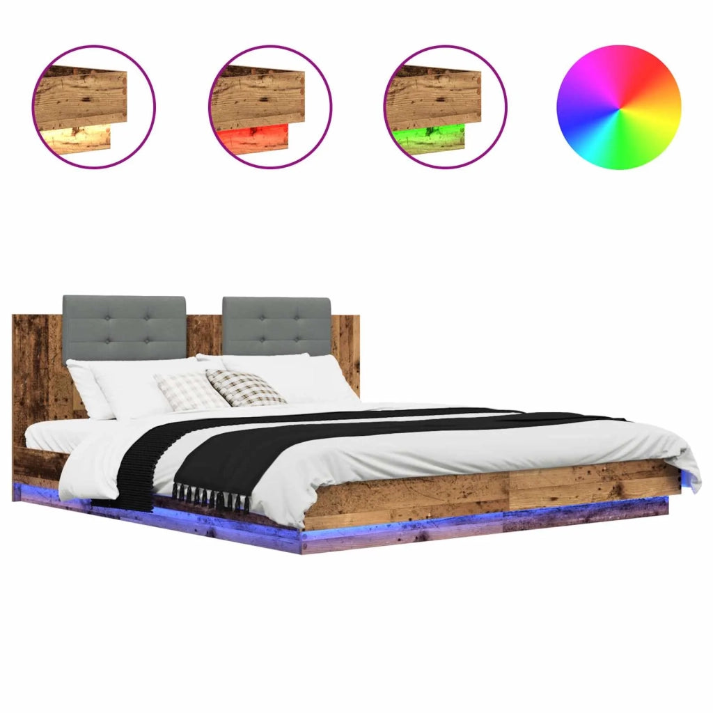 Struttura letto con testata-Giroletto Legno vecchio 180 x 200 cm