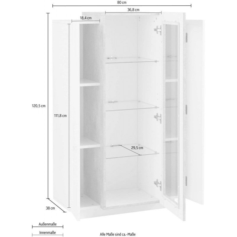Vetrina Coro – Bianco e Cemento – 80x120x38