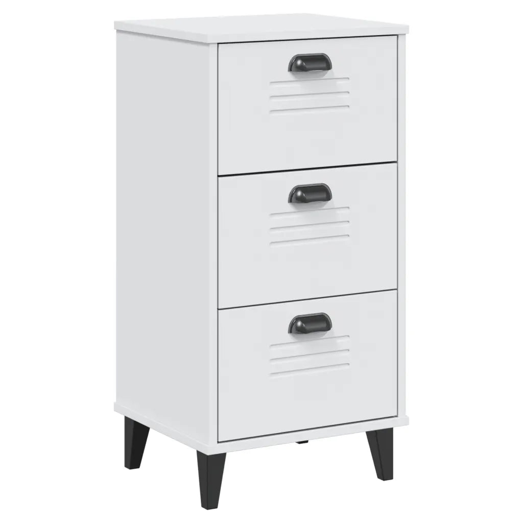 Comodino VIKEN Bianco in Legno Massello di Pino 374917