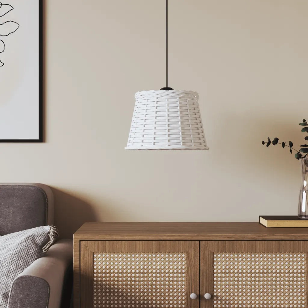 Paralume da Soffitto Bianco Ø25x17 cm in Vimini 364366