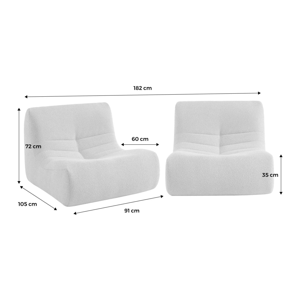 Divano modulare boucle, 2 posti, grigio