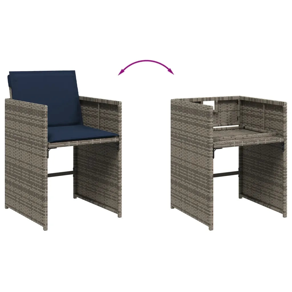 Set da pranzo da giardino da 15 pz con Cuscini in Polyrattan Grigio 3278004