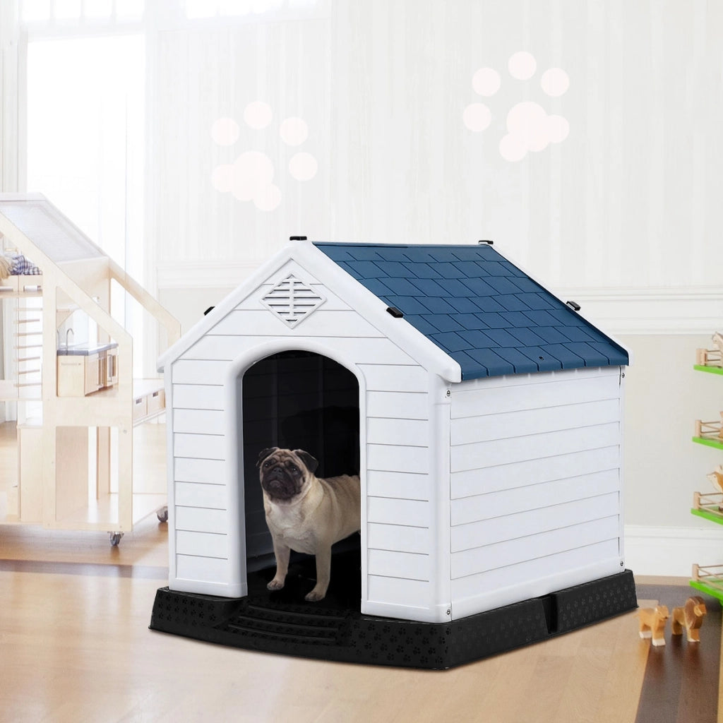 Casetta impermeabile e ventilata per cani, Cuccia con valvole d¡¯aria e pavimento rialzato-Casette e lettini