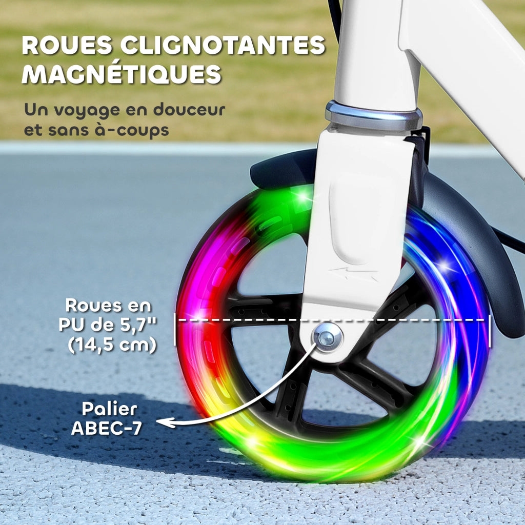 Trotinette per bambini 3-8 anni ¨C zephmum ¨C Bianco, LED, regolabile