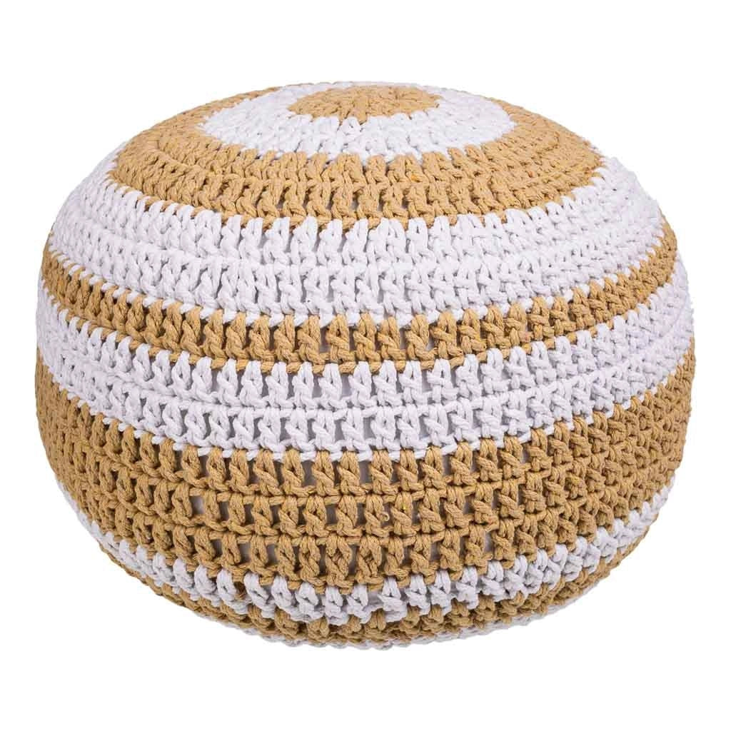 Puff de algodón trenzado marrón 45x45x30