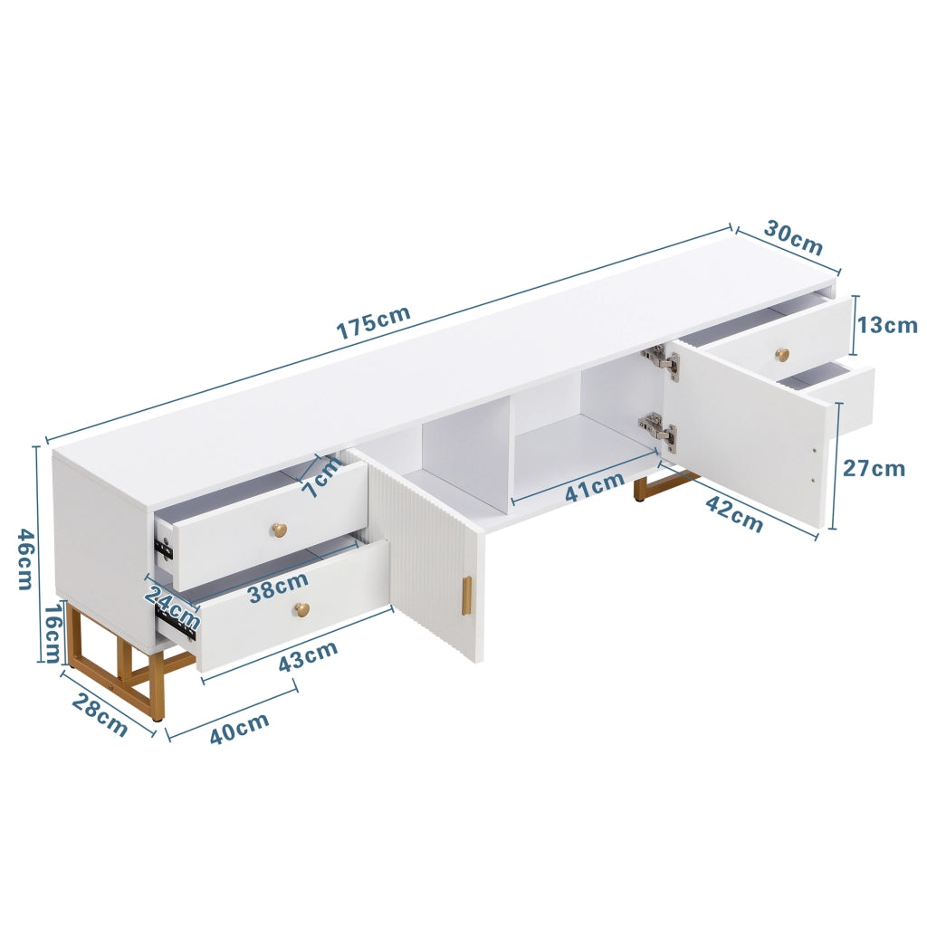 TV-Schrank bianco in MDF lunghezza 175 cm