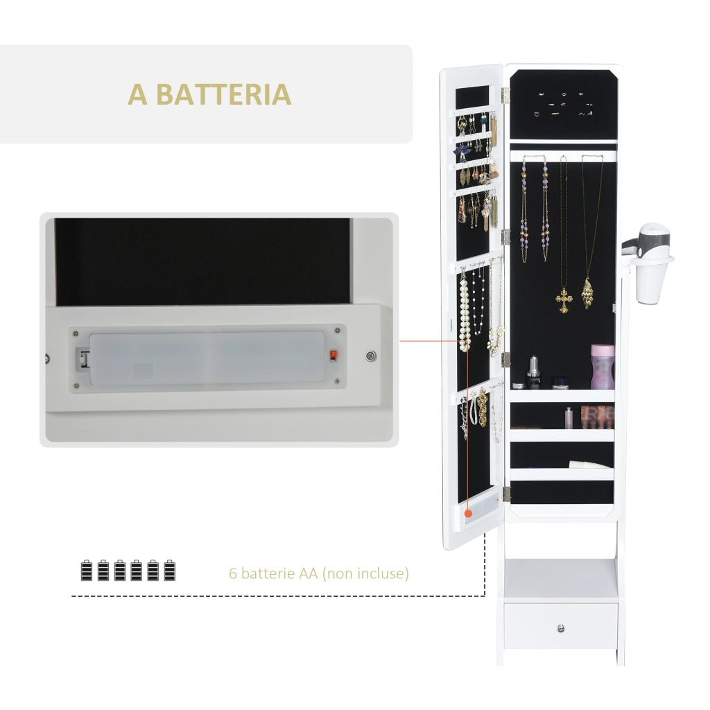Armadio Portagioie con Specchio e Luci LED ¨C Minimal ¨C Bianco