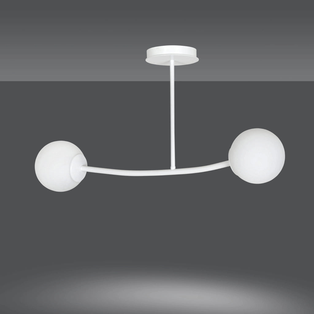 Plafoniera Emibig Halldor bianca vetro 2xE14 81 cm