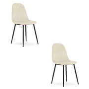 Set di 2 sedie Asti in velluto beige e metallo nero