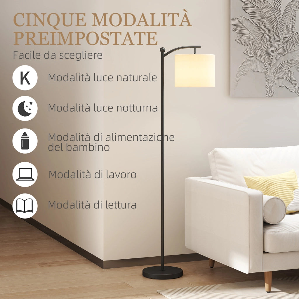 Lampada da Terra LED Dimmerabile ¨C Xylo ¨C Con Telecomando, 11 Temperature, 11 Luminosit¨¤, Timer 60 Min, Nero