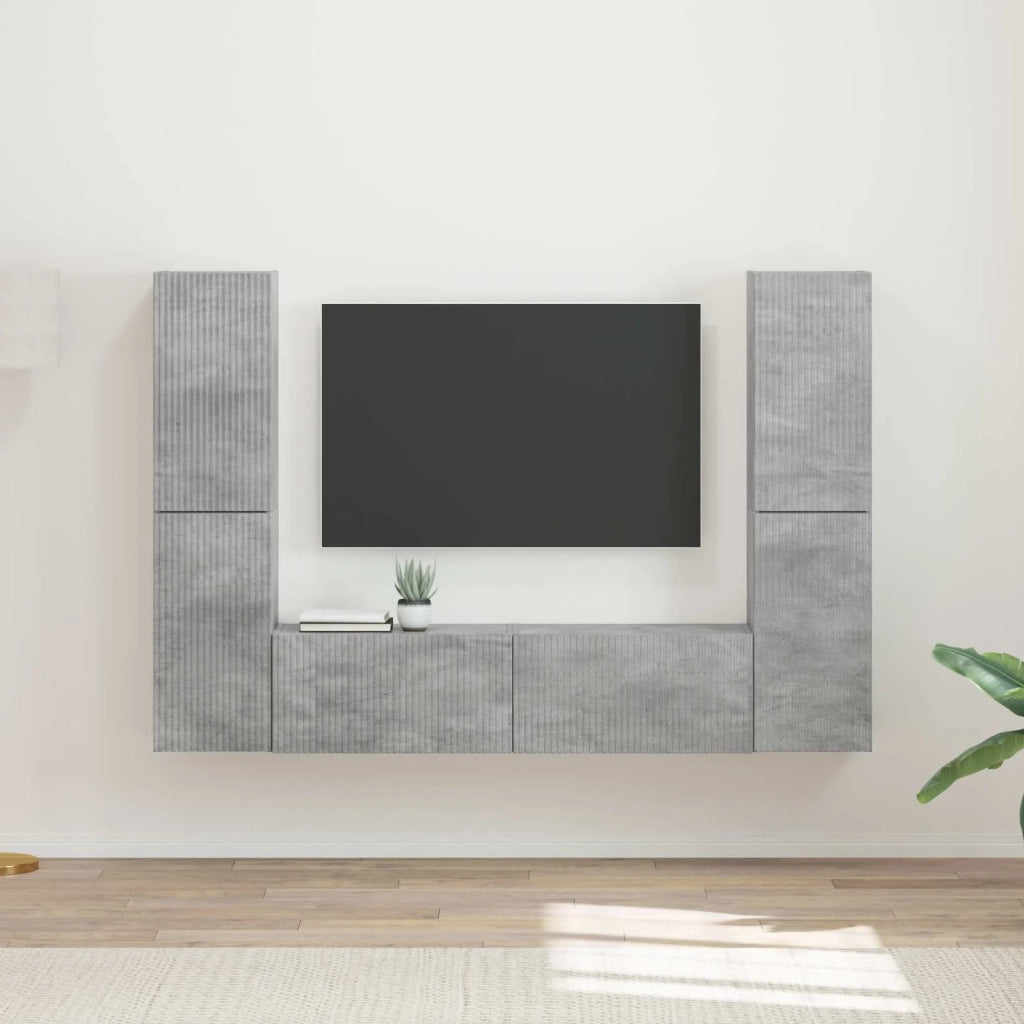 Set mobile TV 6 pcs Grigio cemento Legno multistrato 3409108