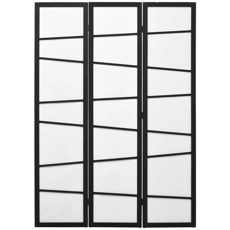 PARAVENTO A 3 PANNELLI PIEGHEVOLE IN LEGNO 120X170CM NERO E BIANCO